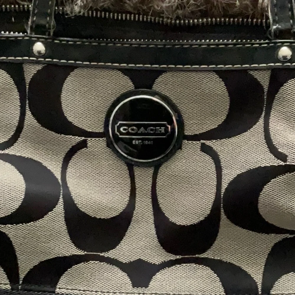 Coach Legacy Stripe Black and Taupe Signature Tote F17433